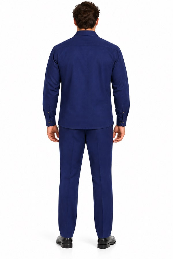 Mens Royal Navy Classic Walking Suit – Long-Sleeve Shirt & Matching Pants
