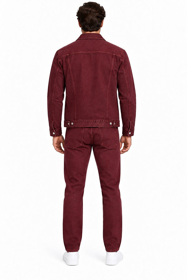 Mens Burgundy Casual Dressy Walking Suit – Long Sleeve Shirt & Matching Pants Set