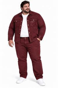 Mens Burgundy Casual Dressy Walking Suit – Long Sleeve Shirt & Matching Pants Set