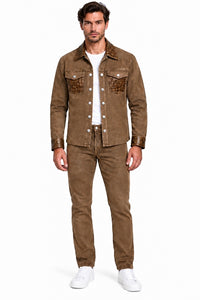 Mens Casual Dressy Walking Suit – Long Sleeve Shirt & Matching Pants Set