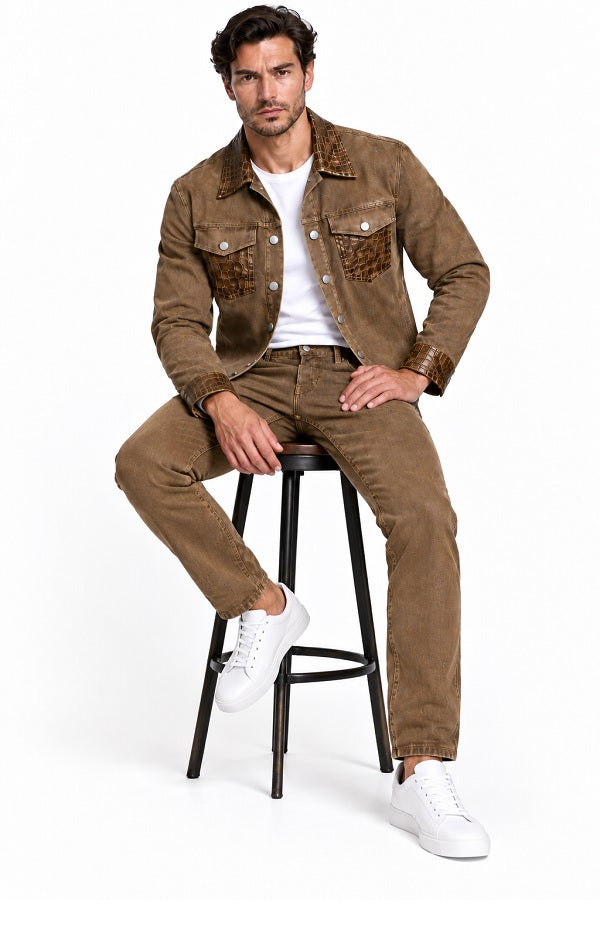 Mens Casual Dressy Walking Suit – Long Sleeve Shirt & Matching Pants Set