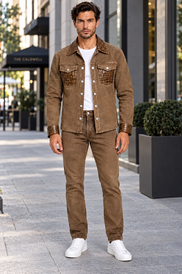 Mens Casual Dressy Walking Suit – Long Sleeve Shirt & Matching Pants Set