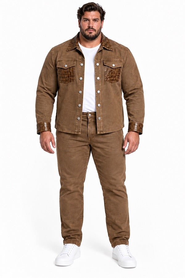 Mens Casual Dressy Walking Suit – Long Sleeve Shirt & Matching Pants Set