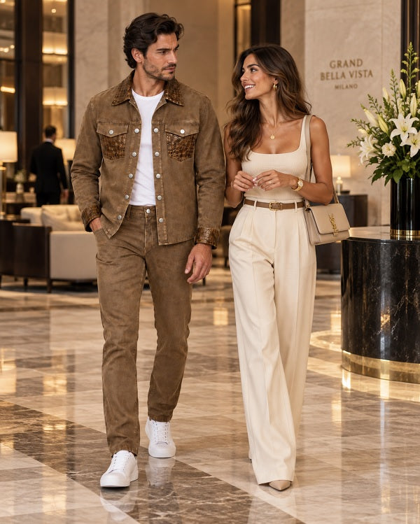 Mens Casual Dressy Walking Suit – Long Sleeve Shirt & Matching Pants Set