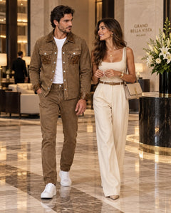 Mens Casual Dressy Walking Suit – Long Sleeve Shirt & Matching Pants Set