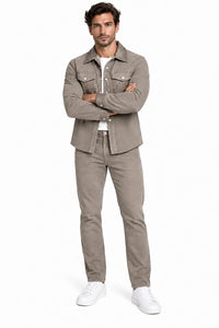 Mens Taupe Casual Dressy Walking Suit – Long Sleeve Shirt & Matching Pants Set