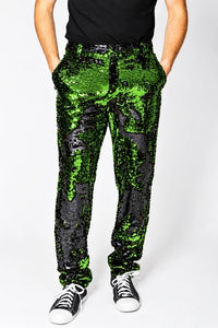Mens Sequin Pants - Olive Dress Party Pants