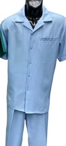 Mens Sky Blue Patterned Short Sleeve Walking Suit Skipper 265-21