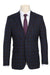 Mens Slim Fit Suit by English Laundry: Navy & Burgundy Windowpane Plaid - Elegant Mensattire