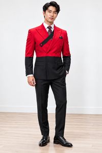 Mens  Statement 100% Wool Modern Fit Double Breasted Suit - Two Tone Jacket in Many Colors