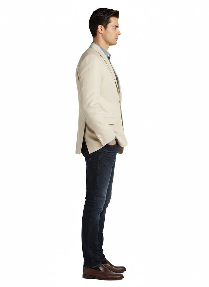 Men's Summer Blazer 2 Button Linen Classic Fit Sport Coat Tan