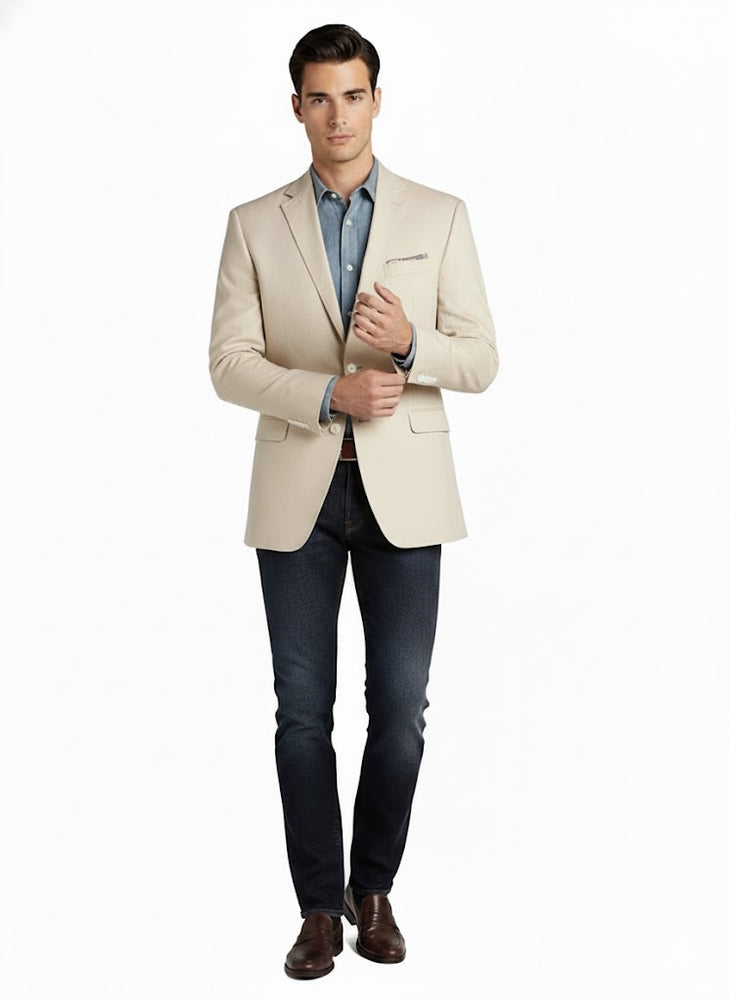 Men's Summer Blazer 2 Button Linen Classic Fit Sport Coat Tan