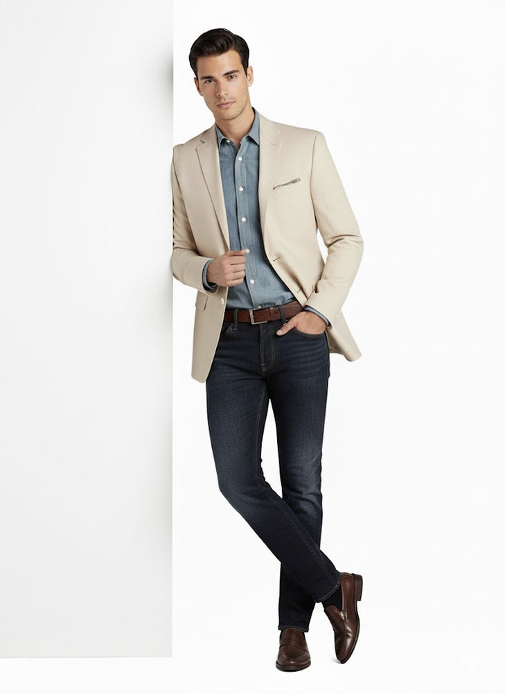 Men's Summer Blazer 2 Button Linen Classic Fit Sport Coat Tan