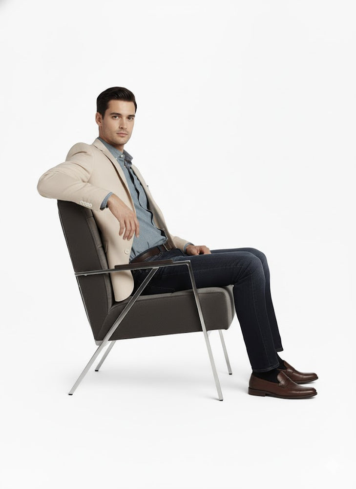 Men's Summer Blazer 2 Button Linen Classic Fit Sport Coat Tan