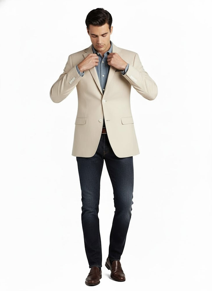 Men's Summer Blazer 2 Button Linen Classic Fit Sport Coat Tan