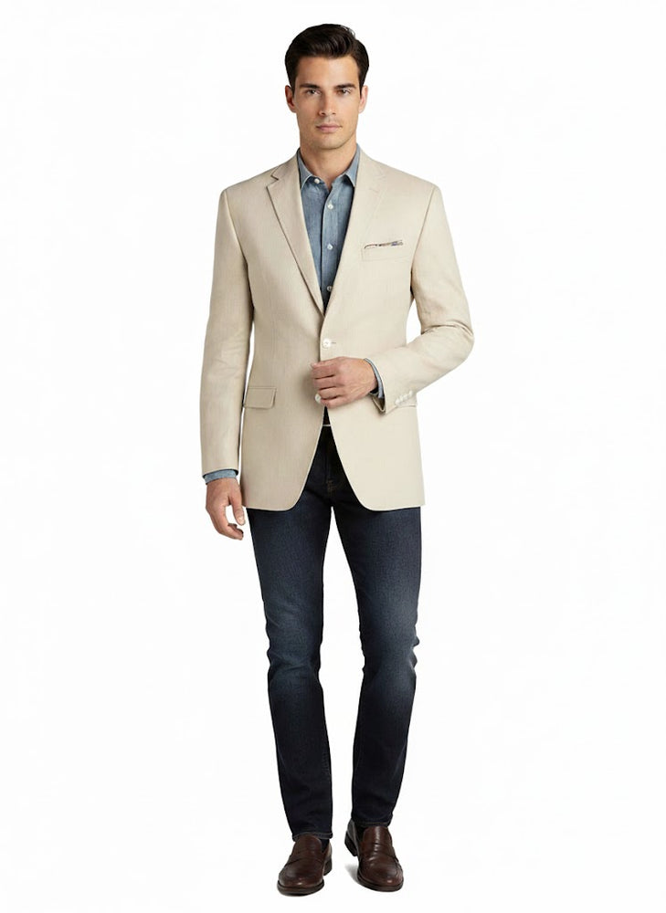Men's Summer Blazer 2 Button Linen Classic Fit Sport Coat Tan