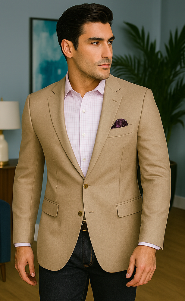 Mens Tan Sport Coat - Beige Color Blazer - Summer Jacket