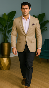 Mens Tan Sport Coat - Beige Color Blazer - Summer Jacket