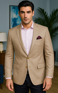 Mens Tan Sport Coat - Beige Color Blazer - Summer Jacket