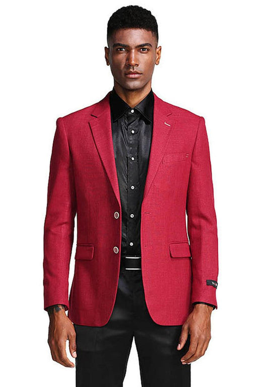 Mens Tazio Burgundy Slim-Fit Sporty Summer Coat - USA Men's Outlet