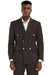 Mens Tazio Slim-Fit Brown Double-Breasted Wedding Suit w/Gold Buttons - USA Men's Outlet