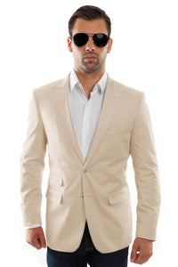 Mens Tazio Tan Summer Sport Coat w/ Two-Button Peak Lapel - USA Men's Outlet