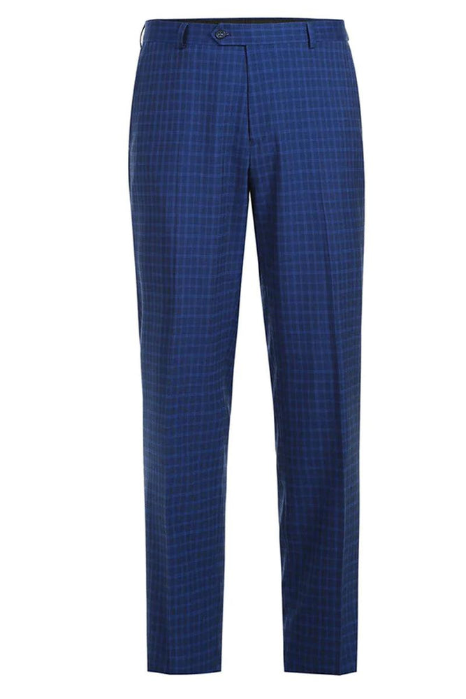 MENS TWO BUTTON CLASSIC FIT TWO PIECE SUIT IN BLUE WINDOWPANE CHECK - USA Men's Outlet