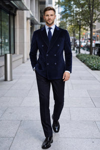 Men's Velvet Dark Navy Blue Blazer - Sport Coat For Men