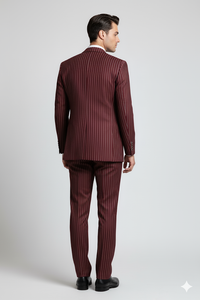 Mens Vested Gangster Pinstripe 1920's Suit in Burgundy