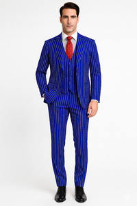 Mens Vested Gangster Pinstripe 1920's Suit in Burgundy