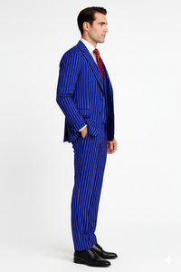 Mens Vested Gangster Pinstripe 1920's Suit in Burgundy