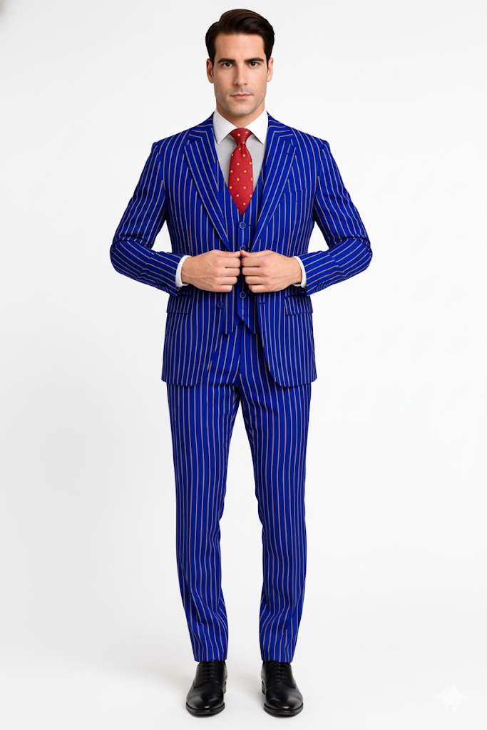 Mens Vested Gangster Pinstripe 1920's Suit in Burgundy
