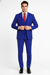 Mens Vested Gangster Pinstripe 1920's Suit in Burgundy