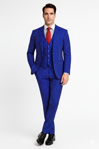 Mens Vested Gangster Pinstripe 1920's Suit in Burgundy