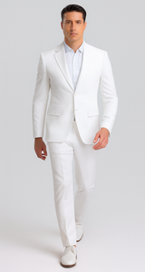 Mens Jacket + Pants Summer Seersucker Suit in White Pinstripe