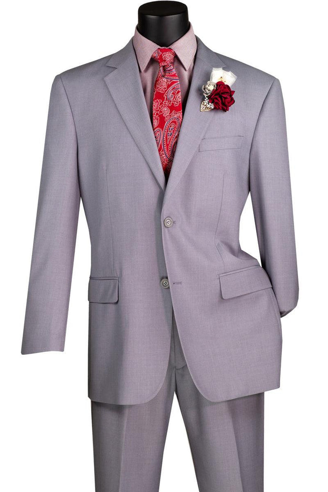 Mens "Vinci" Modern Fit Light Grey 2-Button Suit - USA Men's Outlet