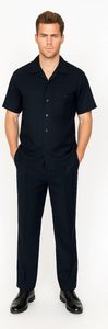 Mens Walking Suit in Color Black Leisure Suit Casual Matching Shirt and Pants $99