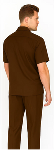 Mens Walking Suit in Color Brown Leisure Suit Casual Matching Shirt and Pants $99