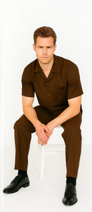 Mens Walking Suit in Color Brown Leisure Suit Casual Matching Shirt and Pants $99
