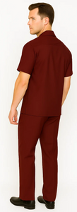 Mens Walking Suit in Color Burgundy Leisure Suit Casual Matching Shirt and Pants $99