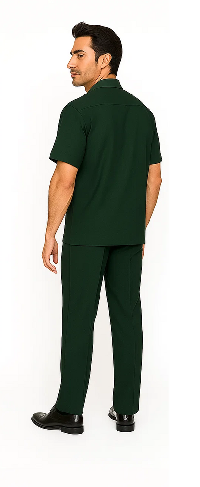 Mens Walking Suit in Color Hunter Green Leisure Suit Casual Matching Shirt and Pants $99