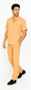 Mens Walking Suit in Color Melon Leisure Suit Casual Matching Shirt and Pants $99