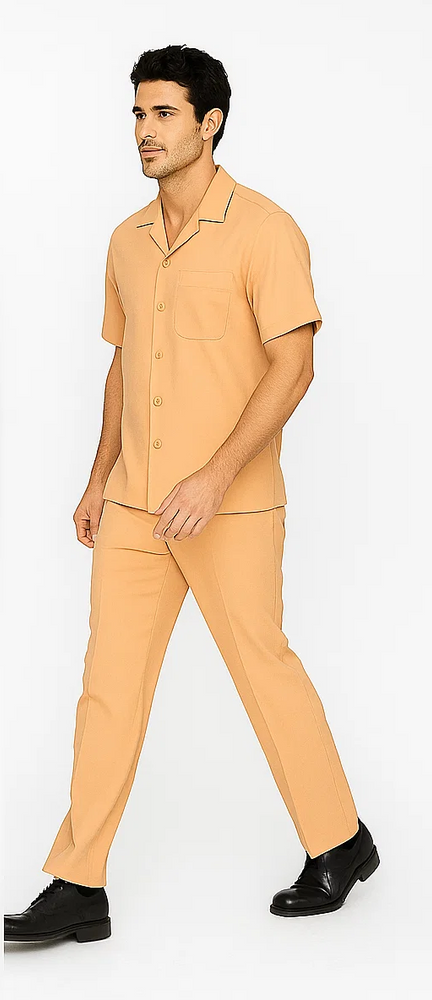 Mens Walking Suit in Color Melon Leisure Suit Casual Matching Shirt and Pants $99