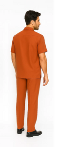 Mens Walking Suit in Color Papaya Leisure Suit Casual Matching Shirt and Pants $99