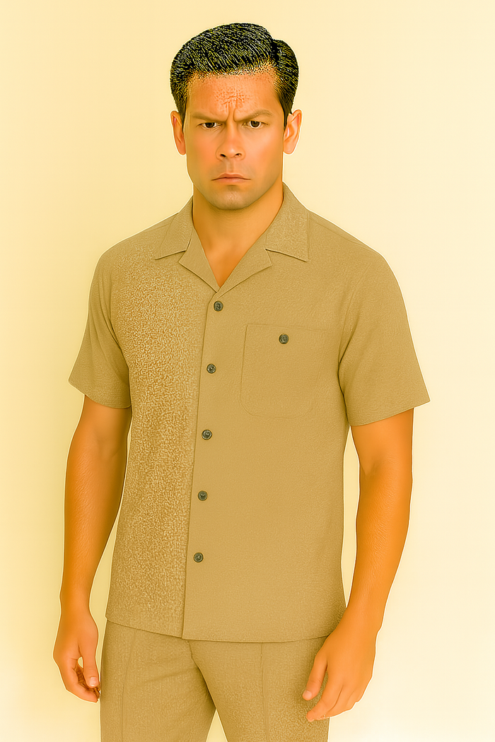 Mens Walking Suit in Color Safari Leisure Suit Casual Matching Shirt and Pants $99