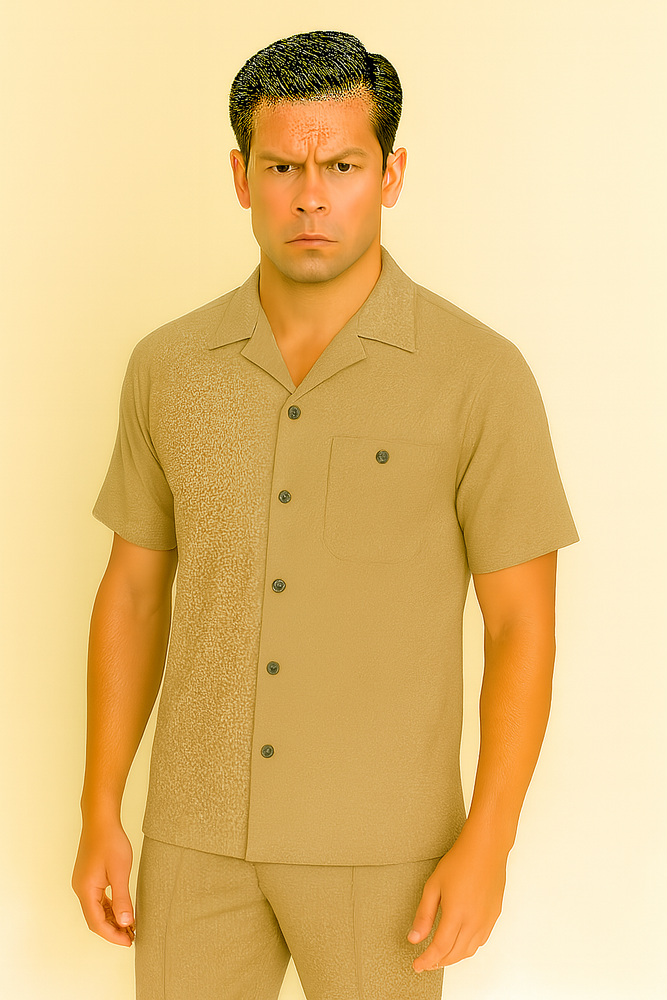 Mens Walking Suit in Color Safari Leisure Suit Casual Matching Shirt and Pants $99