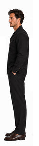 Mens Black Casual Dressy Walking Suit – Long-Sleeve Shirt & Matching Pants