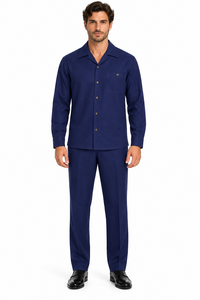 Mens Royal Navy Classic Walking Suit – Long-Sleeve Shirt & Matching Pants