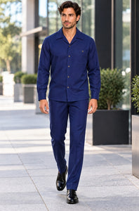 Mens Royal Navy Classic Walking Suit – Long-Sleeve Shirt & Matching Pants