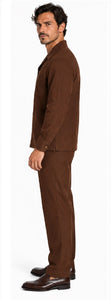 Mens Brown Casual Dressy Walking Suit – Long-Sleeve Shirt & Matching Pants